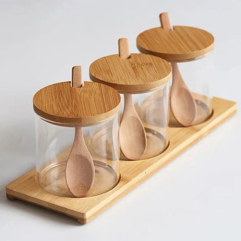 Glass Condiment Jar Set