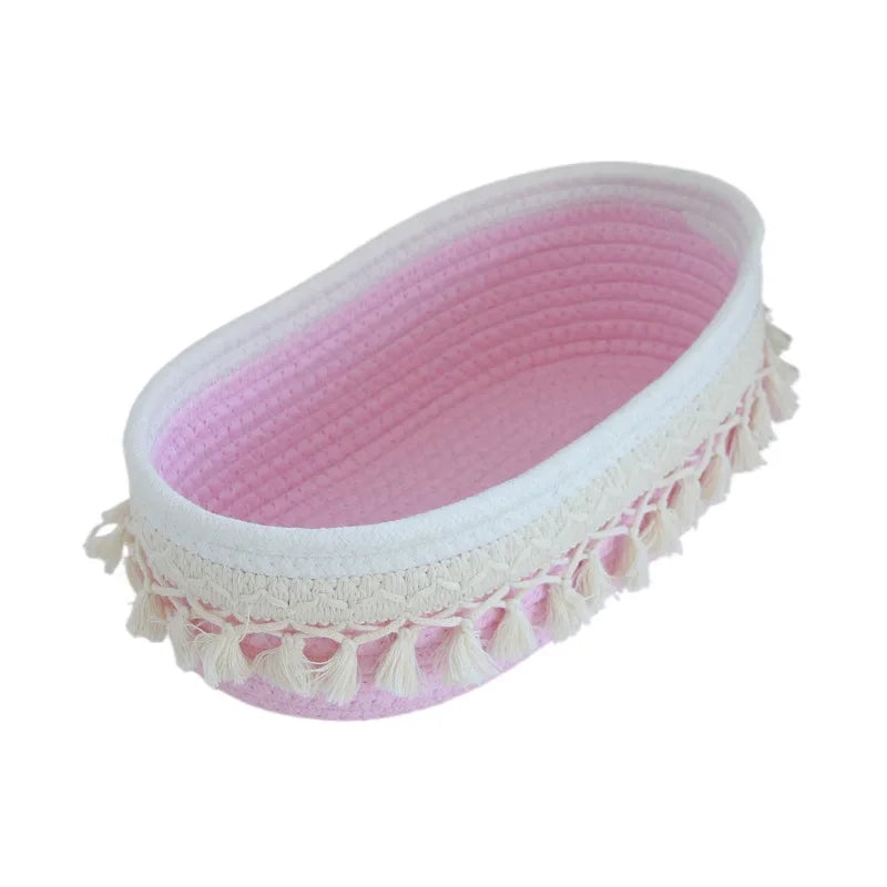 Tassel Cotton Rope Storage Basket