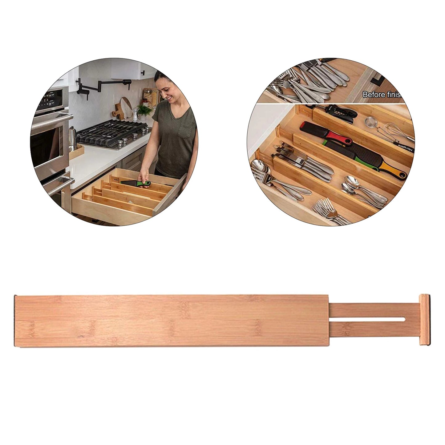 Adjustable Bamboo Drawer Dividers