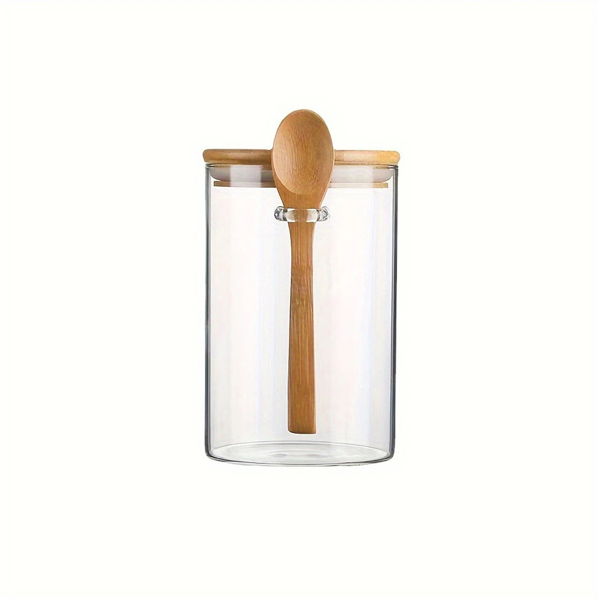 Glass Storage Jar with Bamboo Lid & Spoon