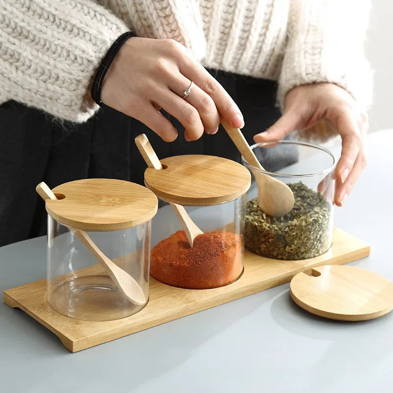Glass Condiment Jar Set