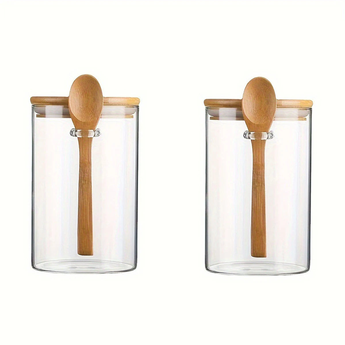 Glass Storage Jar with Bamboo Lid & Spoon