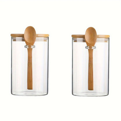 Glass Storage Jar with Bamboo Lid & Spoon