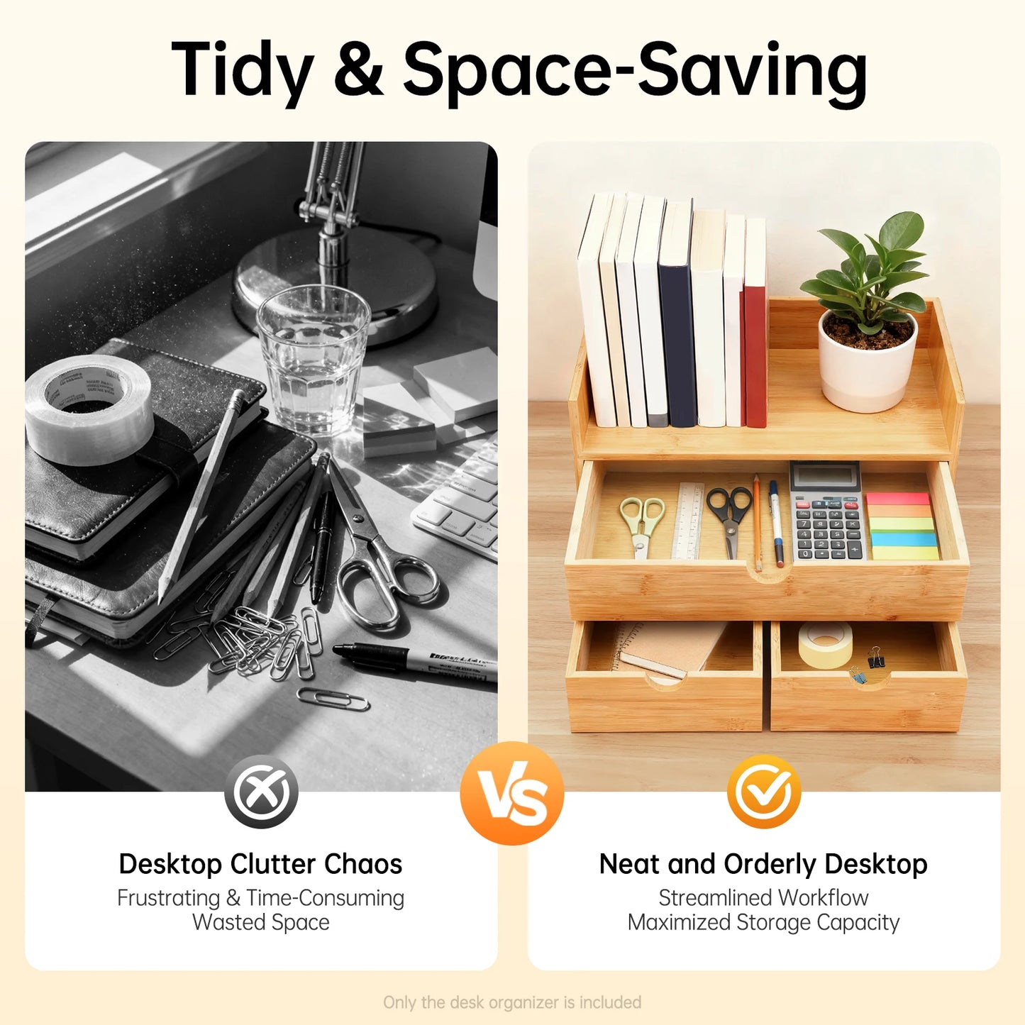 Bamboo 3-Drawer Desktop Organizer