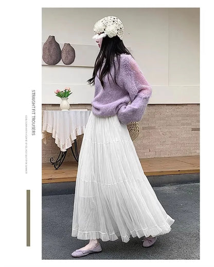 Elegant Pleated Maxi Skirt