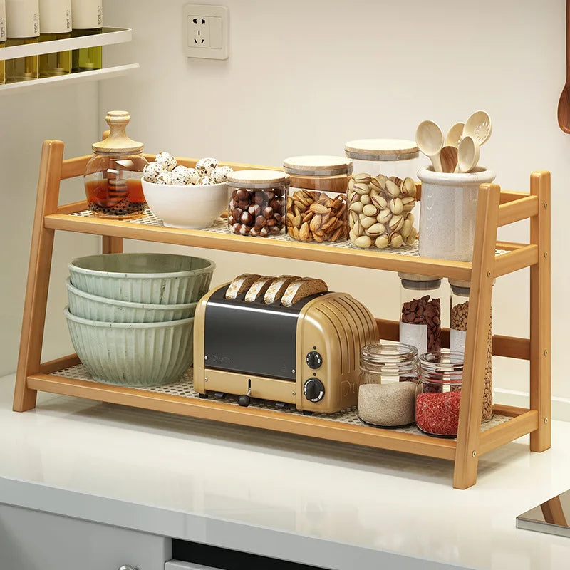 2-Tier Bamboo Storage Shelf