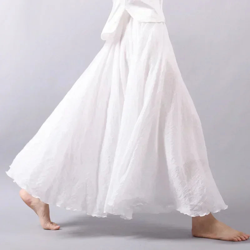 Pleated Linen Maxi Skirt