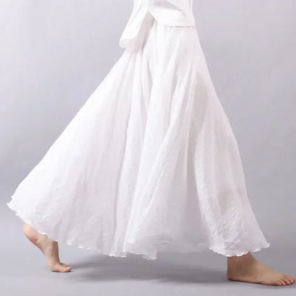 Pleated Linen Maxi Skirt