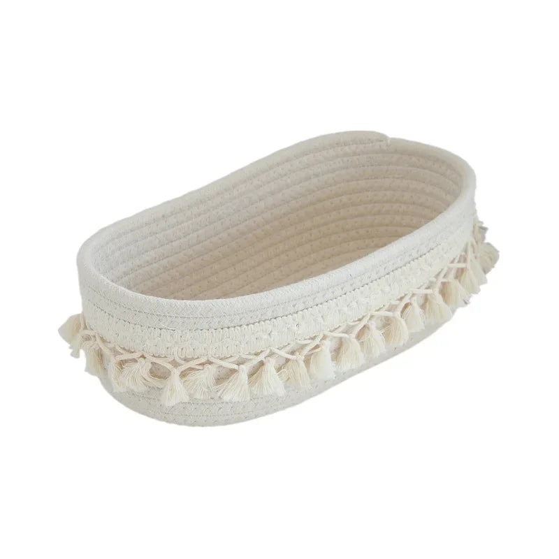 Tassel Cotton Rope Storage Basket