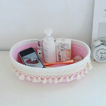 Tassel Cotton Rope Storage Basket