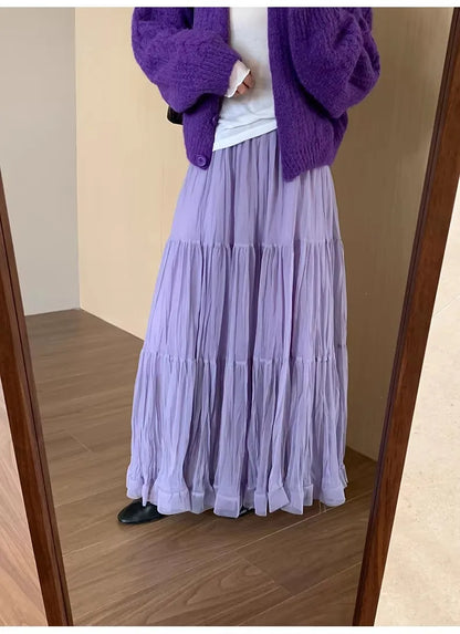 Elegant Pleated Maxi Skirt