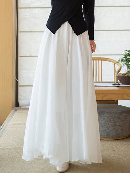 Pleated Linen Maxi Skirt