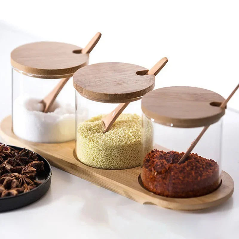 Glass Condiment Jar Set