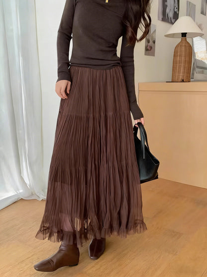 Elegant Pleated Maxi Skirt