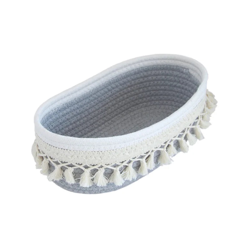 Tassel Cotton Rope Storage Basket