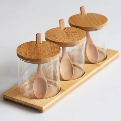 Glass Condiment Jar Set