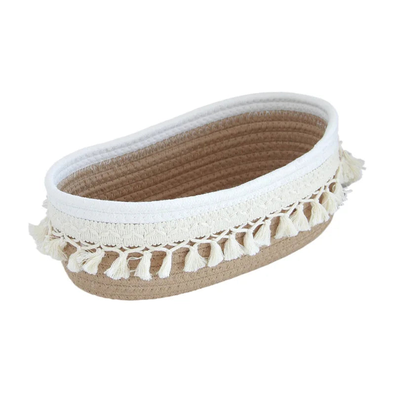 Tassel Cotton Rope Storage Basket