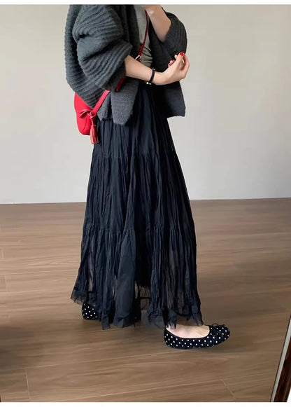 Elegant Pleated Maxi Skirt