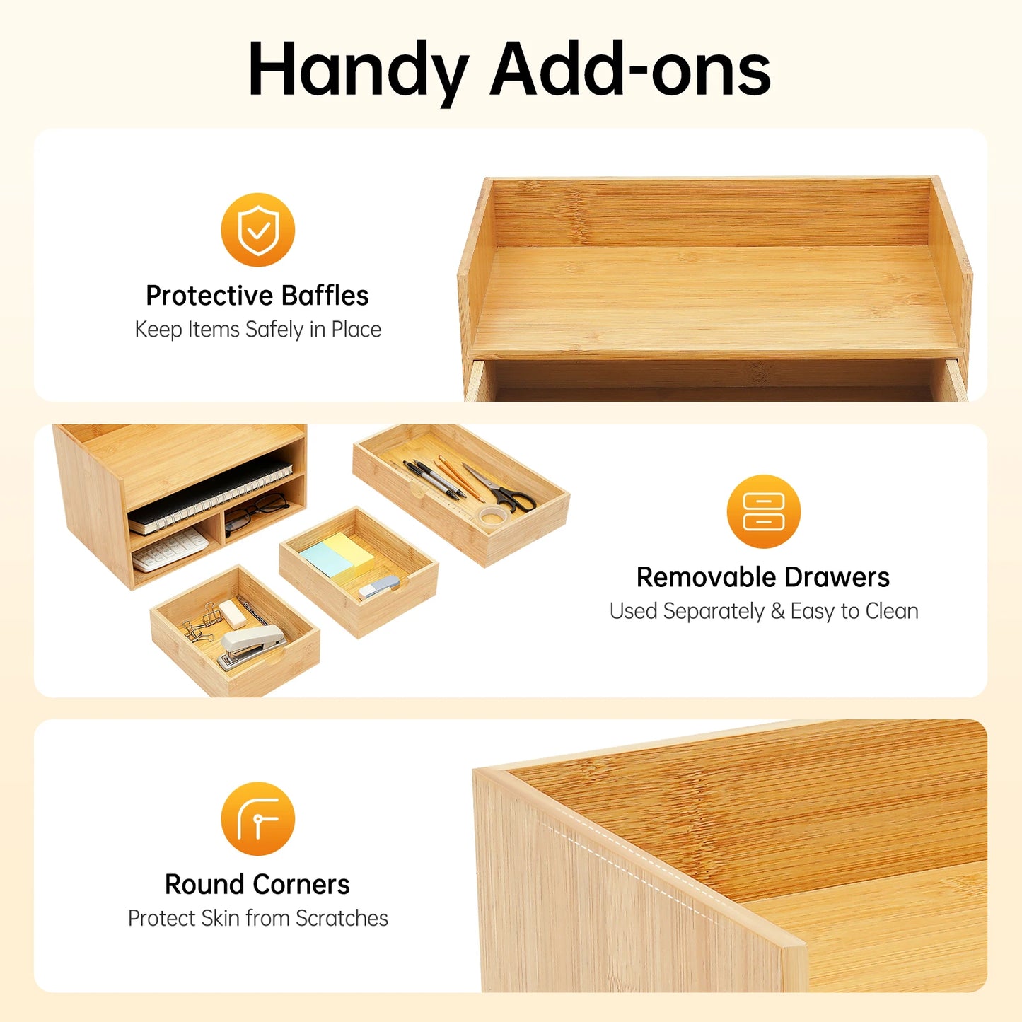 Bamboo 3-Drawer Desktop Organizer