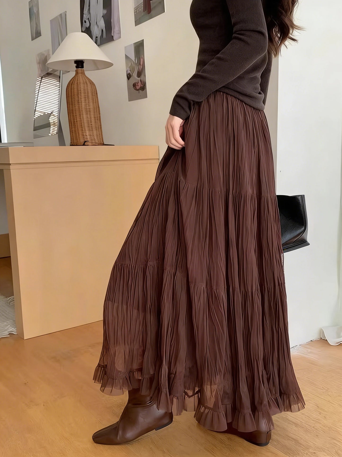 Elegant Pleated Maxi Skirt