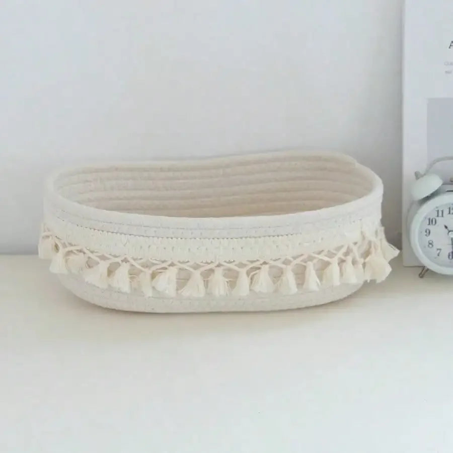 Tassel Cotton Rope Storage Basket