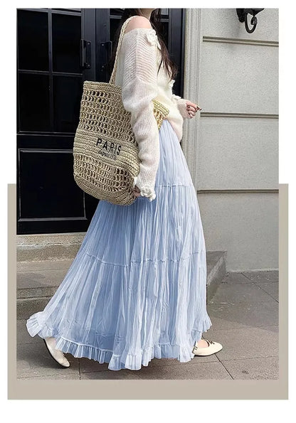 Elegant Pleated Maxi Skirt
