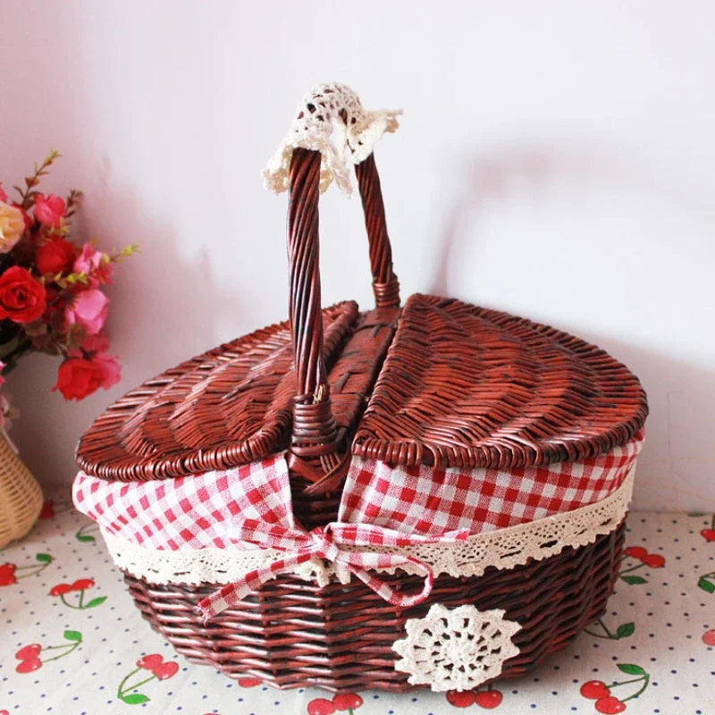 Handwoven Picnic & Market Basket