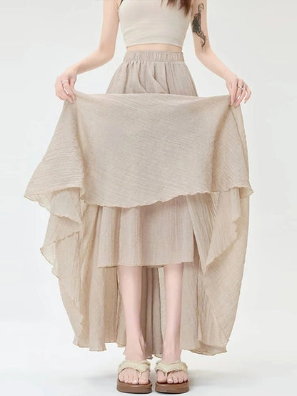 Pleated Linen Maxi Skirt