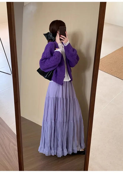 Elegant Pleated Maxi Skirt