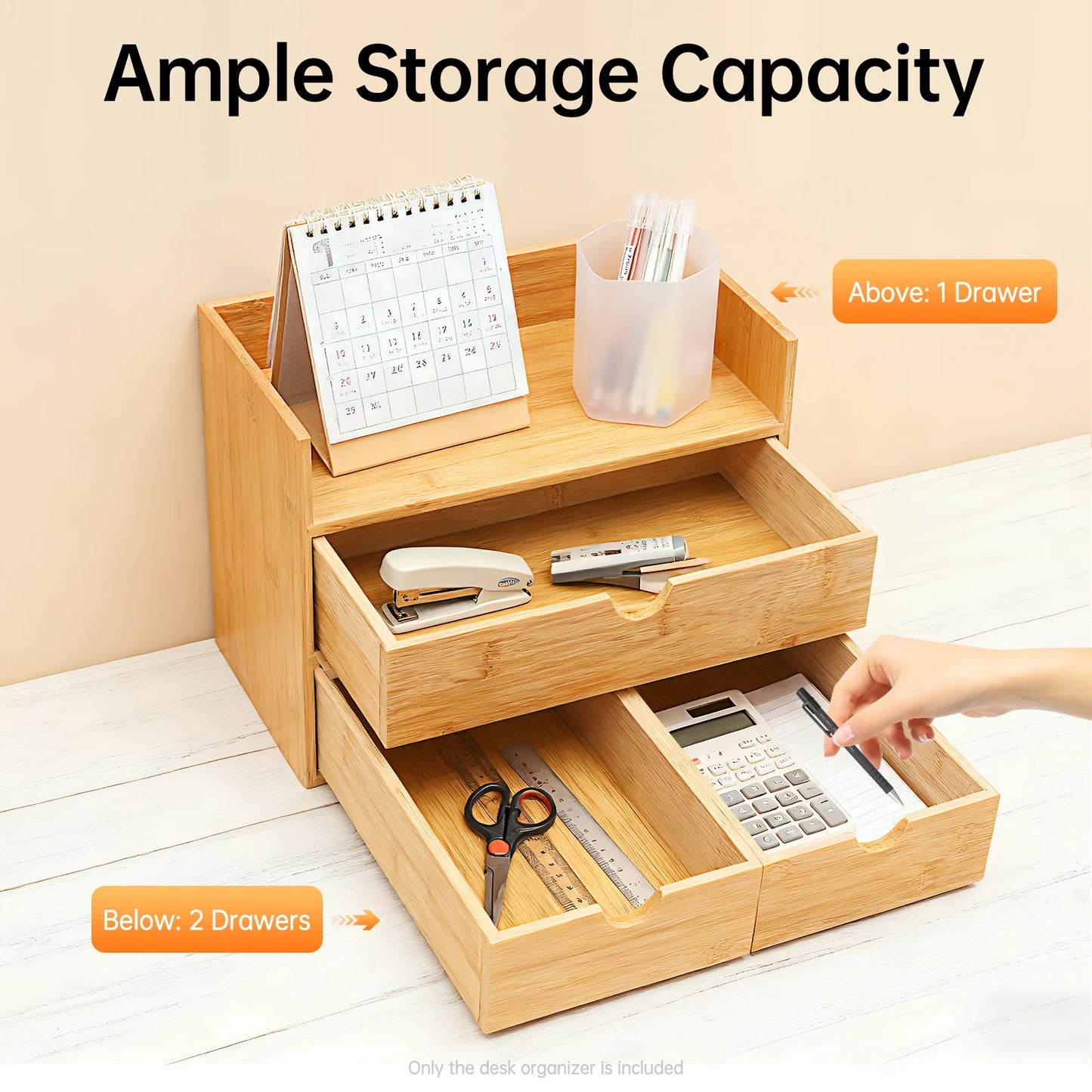Bamboo 3-Drawer Desktop Organizer