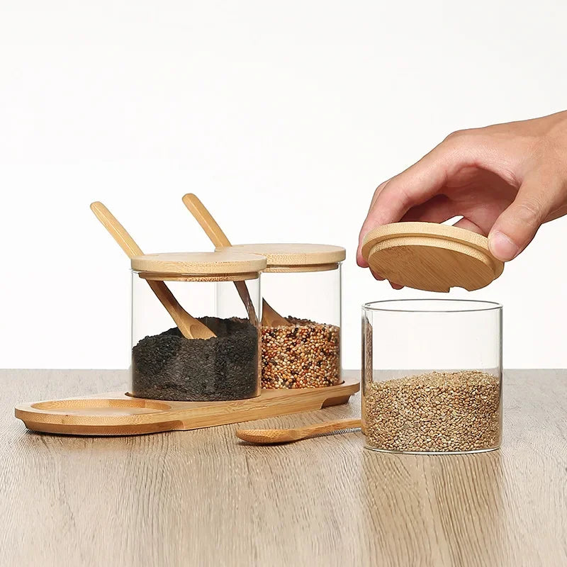Glass Condiment Jar Set