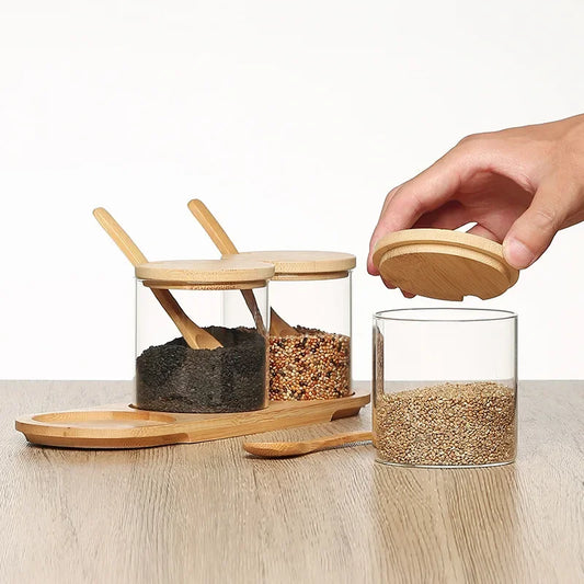 Glass Condiment Jar Set