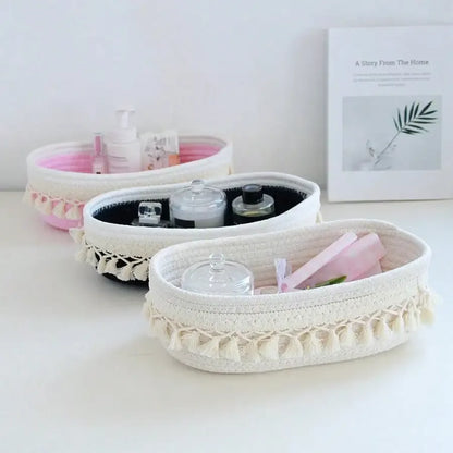 Tassel Cotton Rope Storage Basket