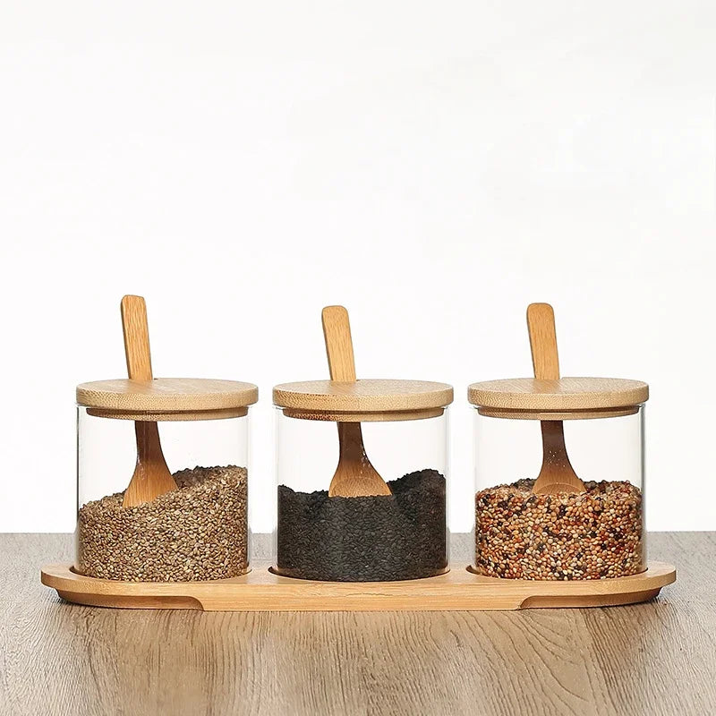 Glass Condiment Jar Set