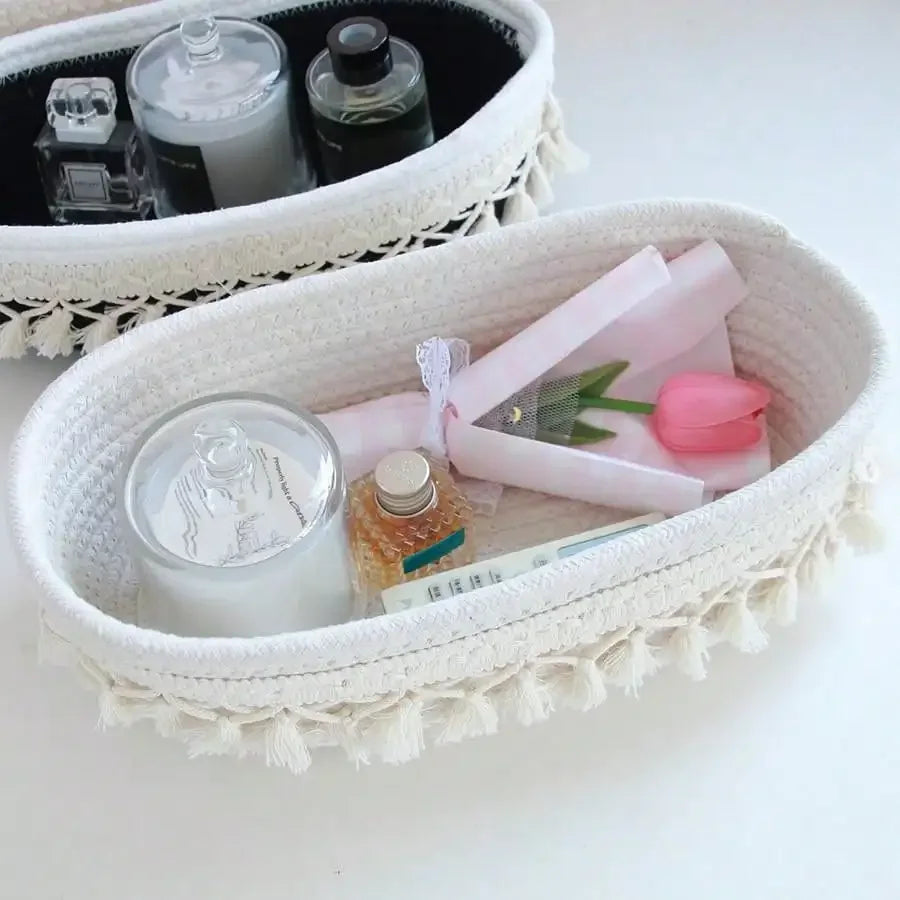 Tassel Cotton Rope Storage Basket