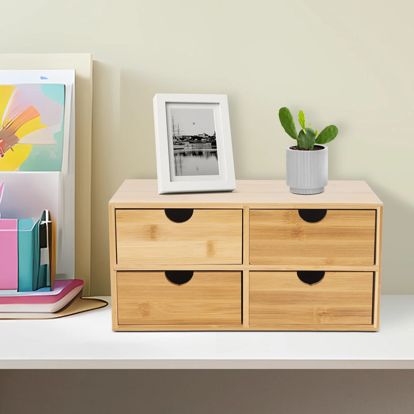 Bamboo 4-Drawer Desktop Organizer