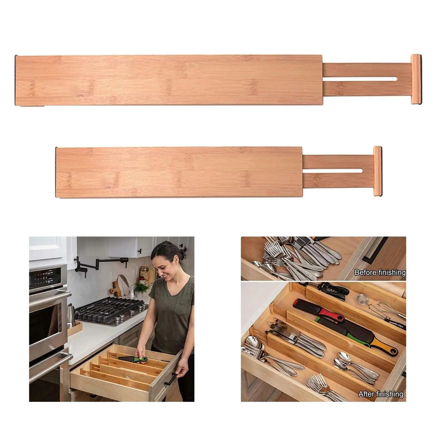 Adjustable Bamboo Drawer Dividers