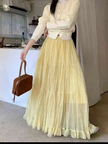 Elegant Pleated Maxi Skirt