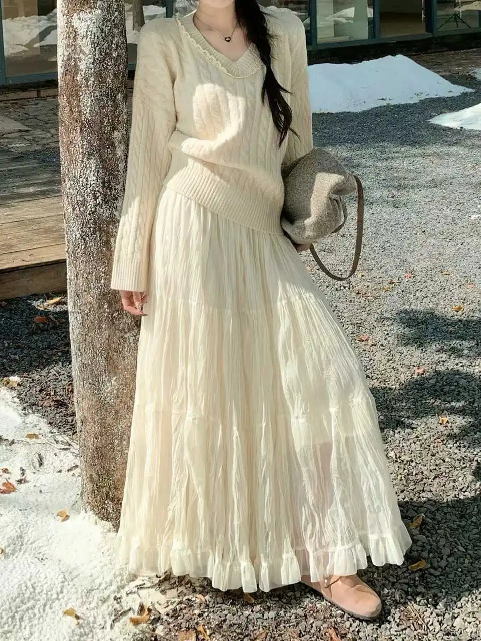 Elegant Pleated Maxi Skirt