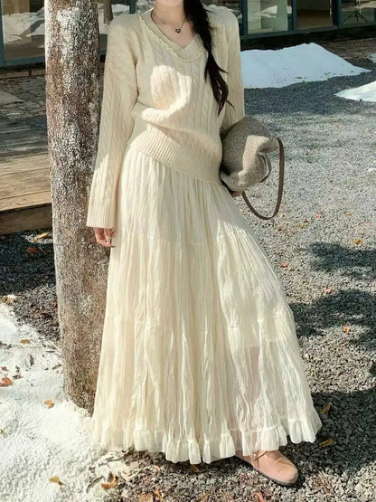 Elegant Pleated Maxi Skirt
