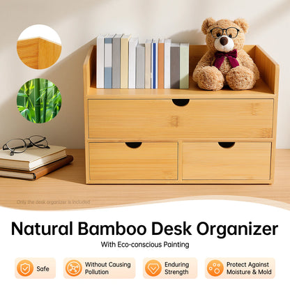 Bamboo 3-Drawer Desktop Organizer
